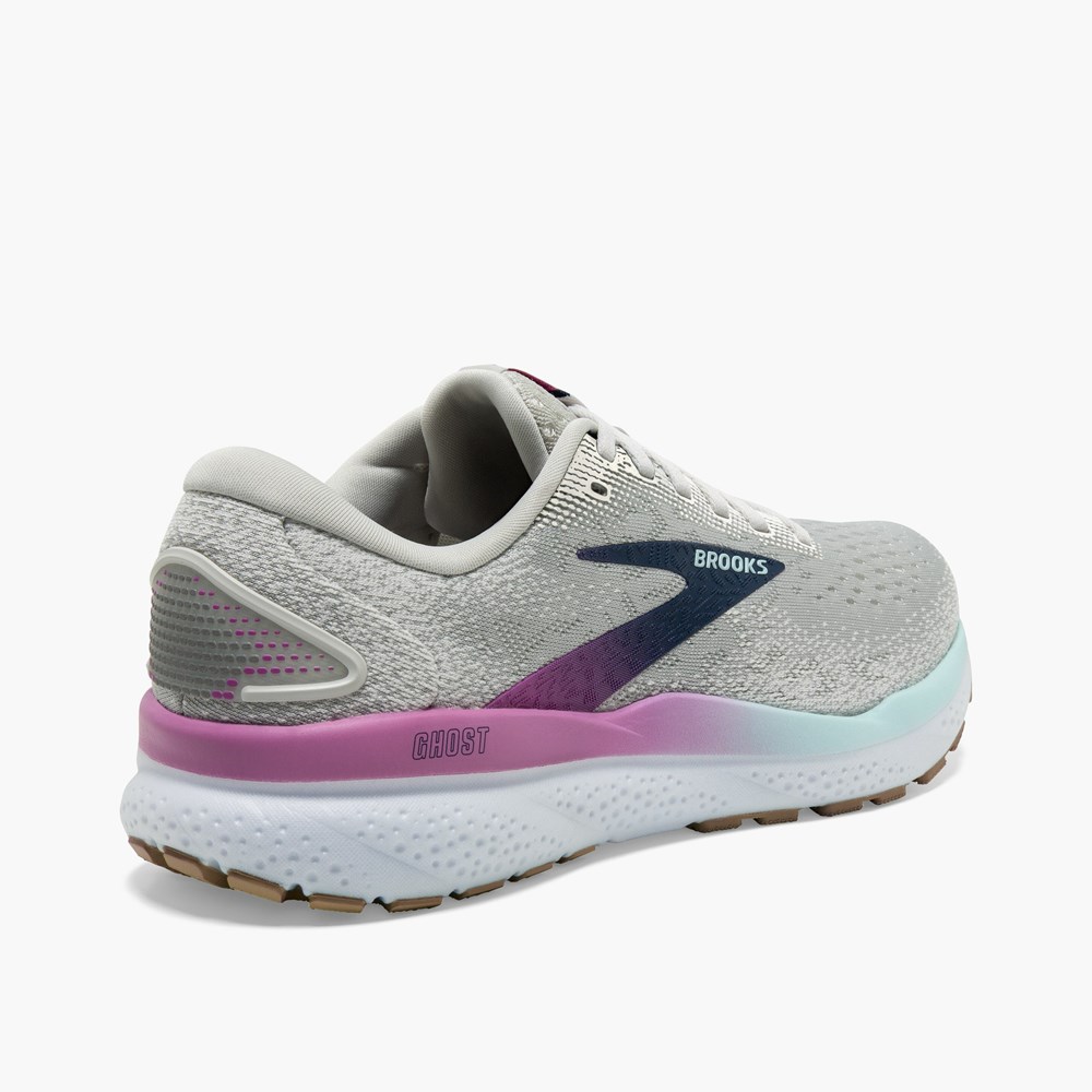 Chaussures Running Route Brooks Ghost 16 Blanche Grise Bleu Femme | NKJ-4510101